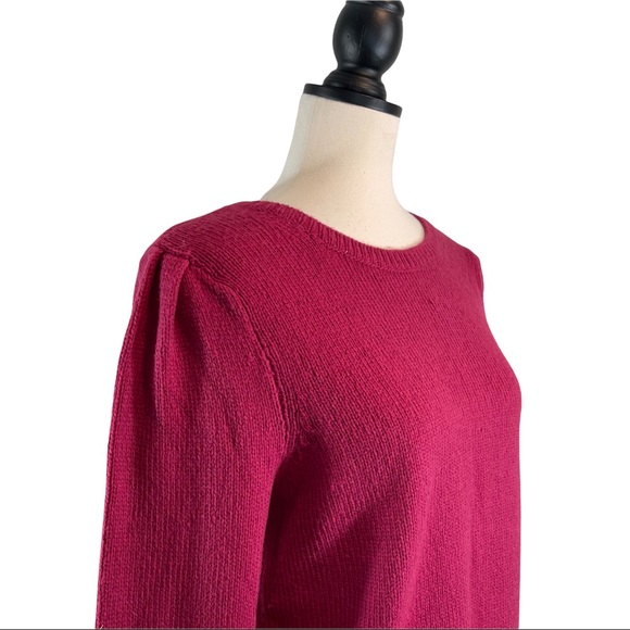 Ann Taylor Sweater Berry Pink Puffy Shoulder, New w/ Tags, Size L - Picture 5 of 10